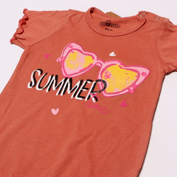 DARK PEACH SUMMER TIME PRINTED ROMPER